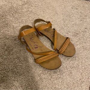 Tan blowfish sandals